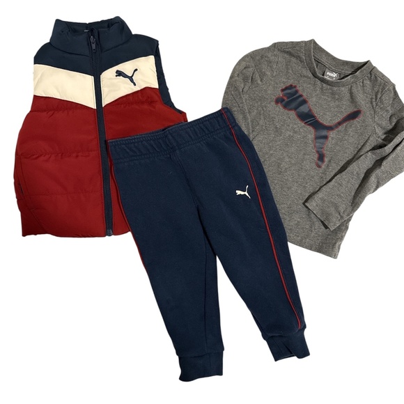 PUMA 3-Piece Outfit – Vest, Long Sleeve Tee & Joggers (Size 2T) - Picture 1 of 5